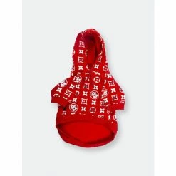 Fresh Pawz Monogram Hype Hoodie | Dog Clothing Apparel Red -Fresh Pawz Shop unnamed file 246