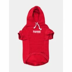 Fresh Pawz Pupreme Box Logo Hoodie | Dog Clothing Apparel Red