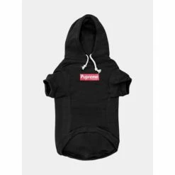 Fresh Pawz Pupreme Box Logo Hoodie | Dog Clothing Apparel Black