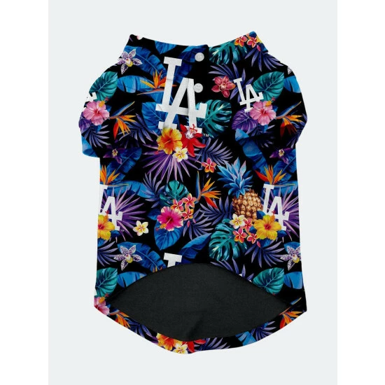 Los Angeles Dodgers X Fresh Pawz - Hawaiiian Button Up Apparel Blue 3 Los Angeles Dodgers X Fresh Pawz - Hawaiiian Button Up Apparel Blue