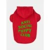 Fresh Pawz Anti Social Social Pup Hoodie | Dog Clothing Apparel Red Green
