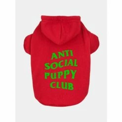 Fresh Pawz Anti Social Social Pup Hoodie | Dog Clothing Apparel Red Green