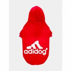 Fresh Pawz Adidog Logo Fleece Hoodie | Dog Clothing Apparel Red