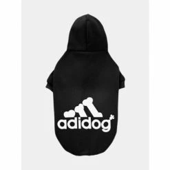 Fresh Pawz Adidog Logo Fleece Hoodie | Dog Clothing Apparel Black