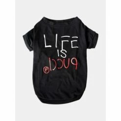 Fresh Pawz Life Is Pucci T-shirt | Dog Clothing Apparel Black