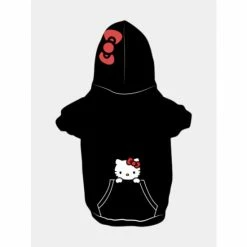 Fresh Pawz Hello Kitty Embroidery Hoodie | Dog Clothing Apparel Black