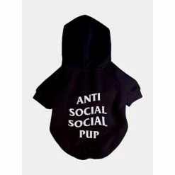 Fresh Pawz Anti Social Social Pup Hoodie | Dog Clothing Apparel Black